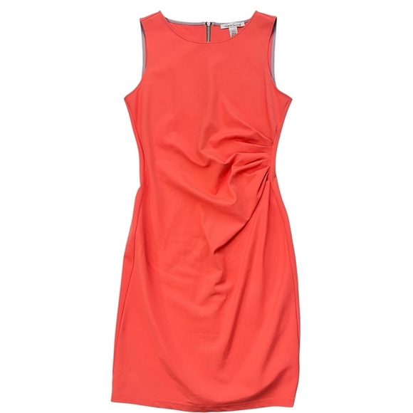 Kenneth Cole Hilary Sheath Dress Exposed Back Zipper Women's Size 4 Coral - Picture 2 of 6